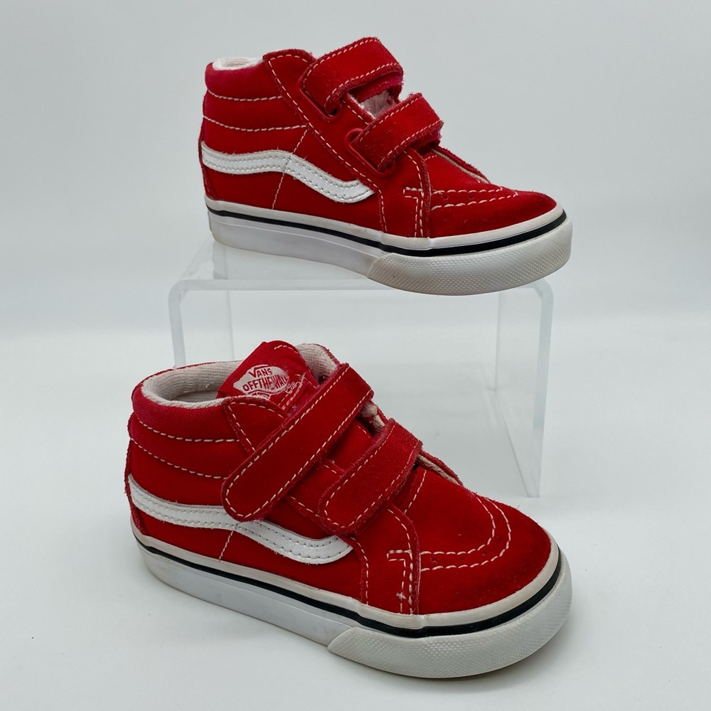 Vans Sk8-Mid Toddler Red Suede Skate Shoes Size 7